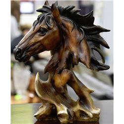 CARVED HORSE HEAD STATUE