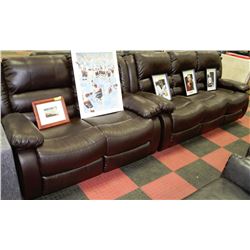 NEW MARTIN BROWN LEATHERETTE RECLINING SOFA