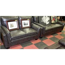NEW CHARCOAL LEATHERETTE SOFA AND LOVE SEAT