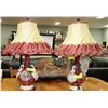 Image 1 : PAIR OF VINTAGE SWAN HANDLED PORCELAIN LAMPS W/