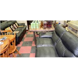 BLACK LEATHERETTE SOFA AND LOVE SEAT