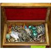 Image 1 : WOODEN JEWELLERY BOX WITH FASHION JEWELLERY