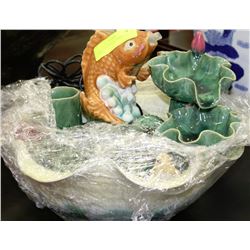 TABLE TOP CARVED FISH FOUNTAIN 14" WIDE