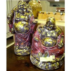PAIR OF HAPPY BUDDHA - 12" & 10"