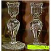 Image 1 : PAIR OF PINWHEEL CRYSTAL CANDLE HOLDERS