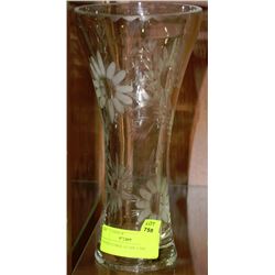 ETCHED FLORAL GLASS VASE