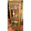 Image 1 : WOODEN DISPLAY CABINET W/4 GLASS SHELVES,LIGHT