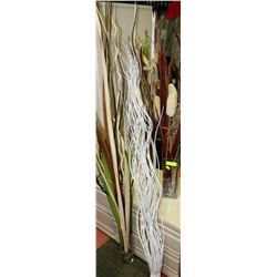 LOT OF 3 GLASS VASES AND TALL ASSORTED FOLIAGE
