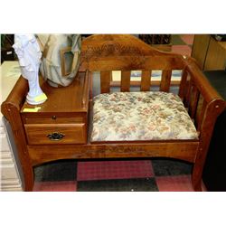 VINTAGE HANDMADE TELEPHONE BENCH W/BUILT IN