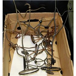 LOT OF 10 ASSORTED WROUGHT IRON CANDLE HOLDERS &