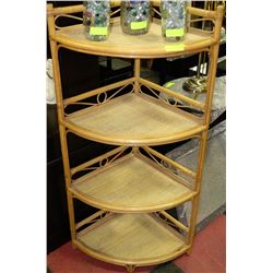WICKER CANE 4-SHELF CORNER UNIT