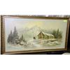 Image 1 : LARGE WINTER THEME FRAMED OIL ON CANVAS