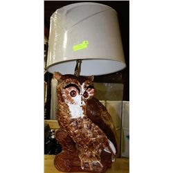 LARGE OWL LAMP WITH LIGHT SHOWING THROUGH BODY