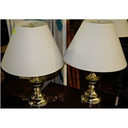 PAIR OF BRASS LAMPS