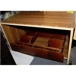 SMALL TV STAND WITH WOODEN WALL SHELF