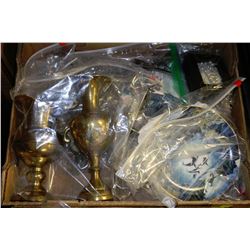 FLAT OF COLLECTIBLES INCLUDING BRASS, COLLECTOR