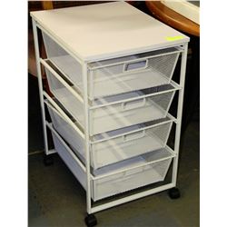 4 TRAY WHITE STORAGE TROLLEY