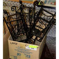 LOT OF 3 WROUGHT IRON SQUARE PILLAR HOLDERS