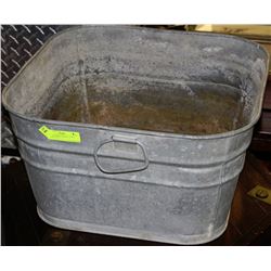 VINTAGE METAL BASIN - 20"W X 20"L X 11.5"H