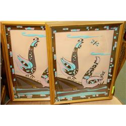 PAIR OF FRAMED 3D TILE ART PICTURES
