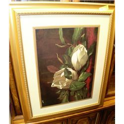 GOLD TONE FLORAL FRAMED PICTURE