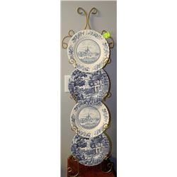 4 ENGLISH PLATES WITH STAND