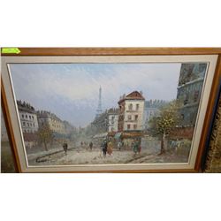 LARGE PAINTING ON CANVAS WITH WOODEN FRAME