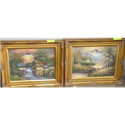 FRAMED PAINTINGS WITH GOLD FRAME X2