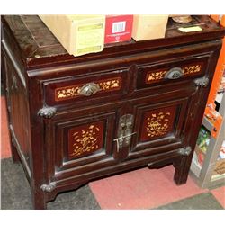 WOOD CARVED STYLE 2 DRAWER 2 DOOR CABINET