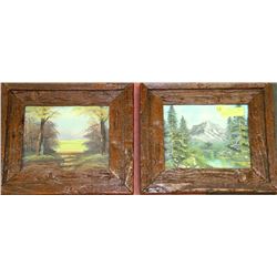 2 PCS OF WOOD FRAMED CANVAS ART PICTURES