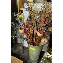 LOT OF 2 VASES INCL.LARGE TALL GLASS ONE & GREEN