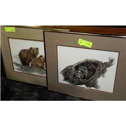 FRAMED BEAR AND RACOON PICTURES