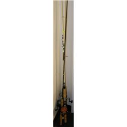 THREE FISHING RODS & REELS