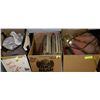 Image 1 : 3 ASSORTED BOXES WITH RECORDS, HANGING LAMP AND