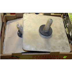 BOX OF DRYWALL AND MUDDING TOOLS