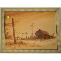 BARN SCENE FRAMED PICTURE