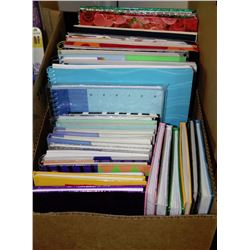 BOX FULL OF ASSORTED NOTE BOOKS