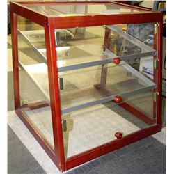 WOODEN DISPLAY CASE WITH TEMPERED GLASS & 2