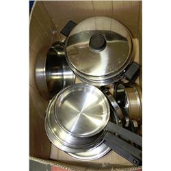 LARGE BOX W/14 PIECE POTS/PANS & LIDS