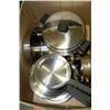 Image 1 : LARGE BOX W/14 PIECE POTS/PANS & LIDS