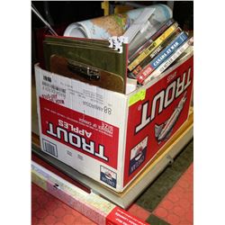 BOX WITH SCHOOL SUPPLIES INCL.LARGE MAP OF CANADA,