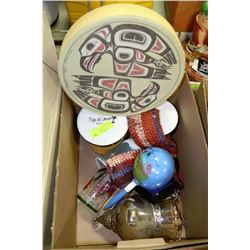 BOX OF WOODEN HAND INSTRUMENTS, ETC