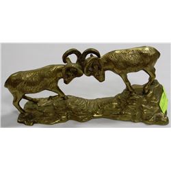 2 BRASS BIG HORN SHEEP ON HILLTOP