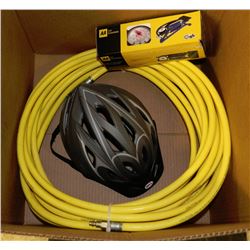 BOX WITH BIKE HELMET,AIR HOSE, AND TIRE PUMP