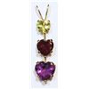 Image 1 : #22-10KT GOLD PERIDOT,GARNET, AMETHYST PENDANT