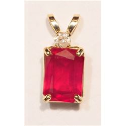 #35-10KT GOLD RUBY DIAMOND PENDANT