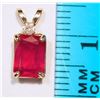 Image 2 : #35-10KT GOLD RUBY DIAMOND PENDANT