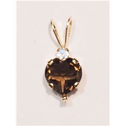#38-10KT GOLD SMOKEY TOPAZ PENDANT