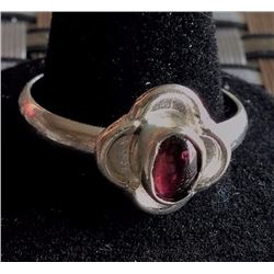 925 STAMPED SILVER  AND GARNET RING