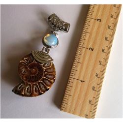NATURAL AMMOLITE AND  OPAL PENDANT